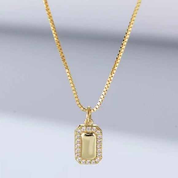925 Sterling Silver Cubic Zirconia White Minimalist Link Necklace - Picture 1 of 2